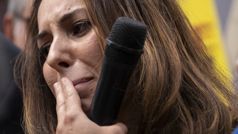 Stella Morris speaks to supporters and members of the media outside the High Court, following a US appeal in the extradition of WikiLeaks founder Julian Assange. Photograph: Ming Yeung/Getty Images