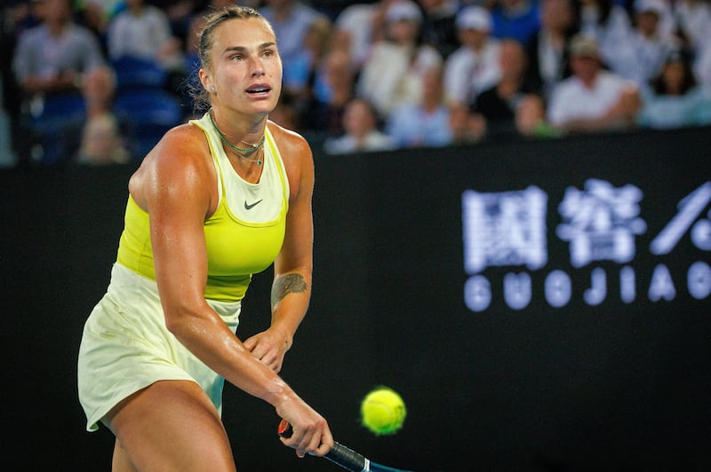 Belarussian Aryna Sabalenka advanced to the final with a win over close friend Paula Badosa. Photograph: Patrick Hamilton/Belga Mag/AFP via Getty Images