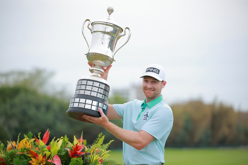 Brian Campbell after winning the Mexico Open on Sunday. Photograph: Hector Vivas/Getty Images