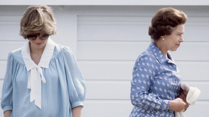 A pregnant Diana, princess of Wales (left), and Queen Elizabeth in 1982. Photograph: Tim Graham Photo Library/Getty