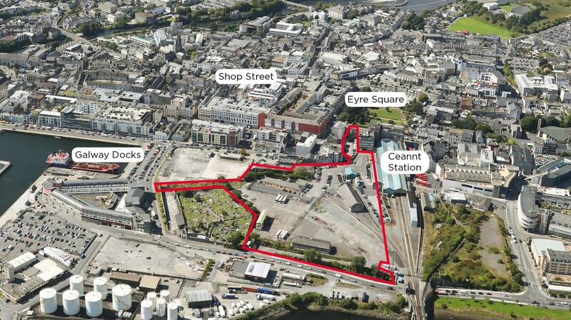 The site of CIÉ’s proposed Ceannt Quarter in Galway city centre.