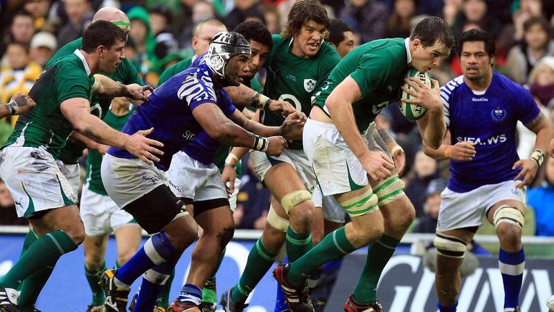 Toner in action against Samoa on his international debut in 2010. File photograph: Inpho