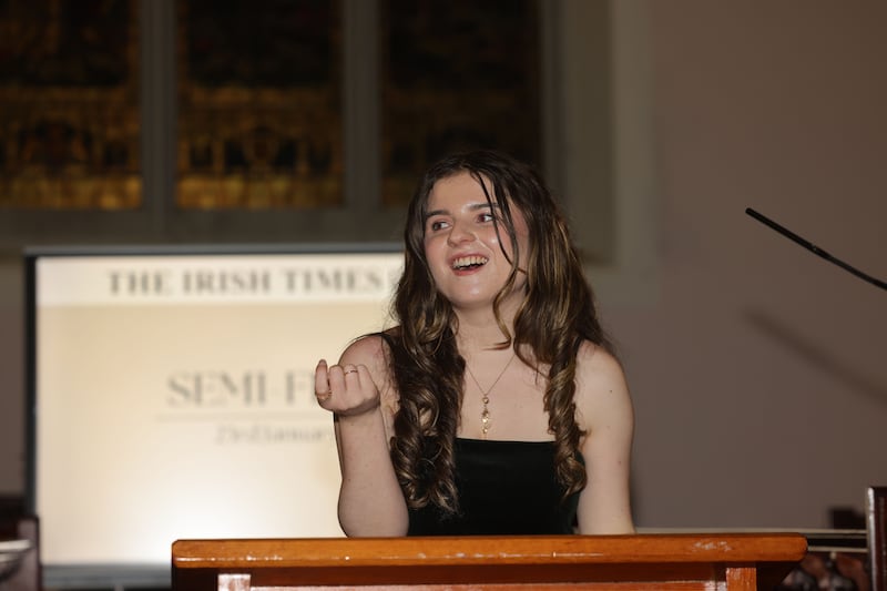 Gabriella McMullin from QUB Literific at the Irish Times Debate. Photograph: Alan Betson
