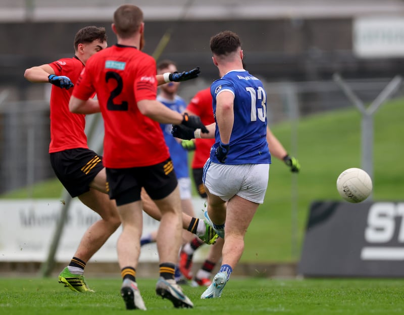 St Lomans’ Danny McCartan scores his side's second goal shortly after the half-time break. Photograph: James Crombie/Inpho