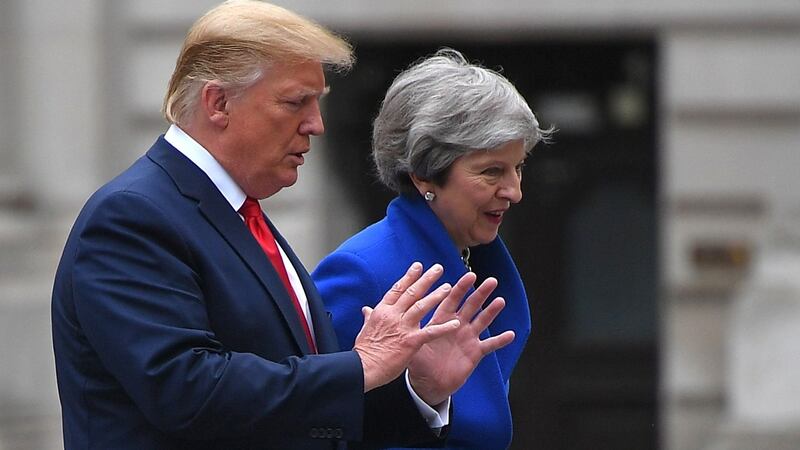 Britain’s prime minister Theresa May and US president Donald Trump. Photograph: Mandel Ngan / AFP