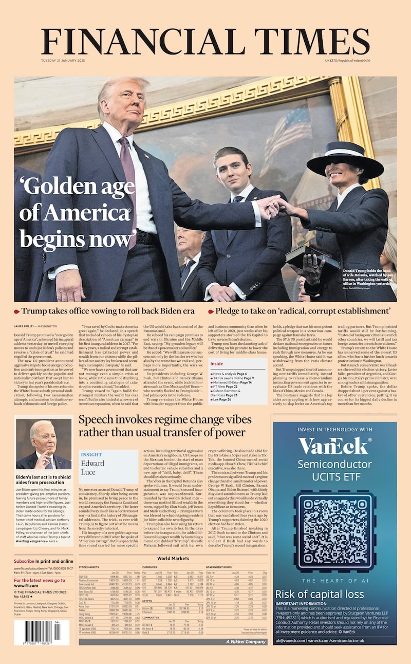 The Financial Times front page