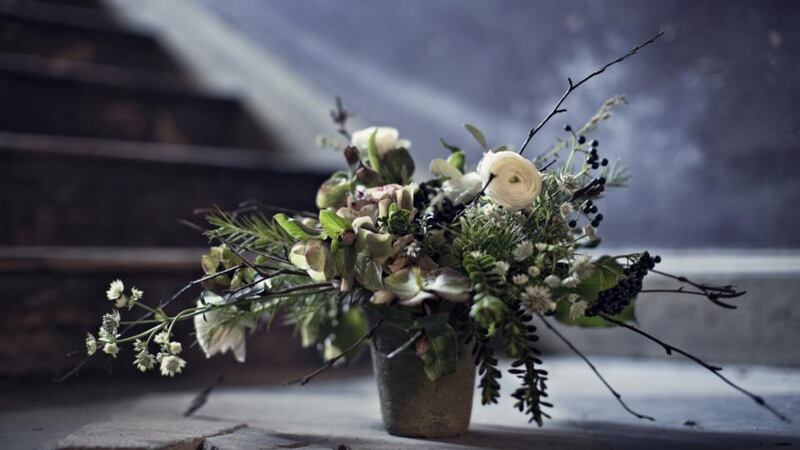 Seasonal arrangement by garden designer and florist Mark Grehan. Photographs: Richard Johnston