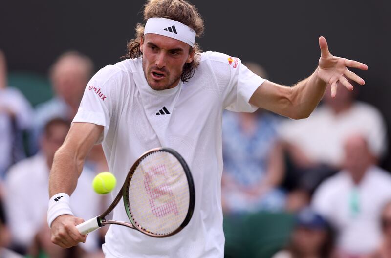 Stefanos Tsitsipas in action against Laslo Djere. Photograph: Steven Paston/PA Wire