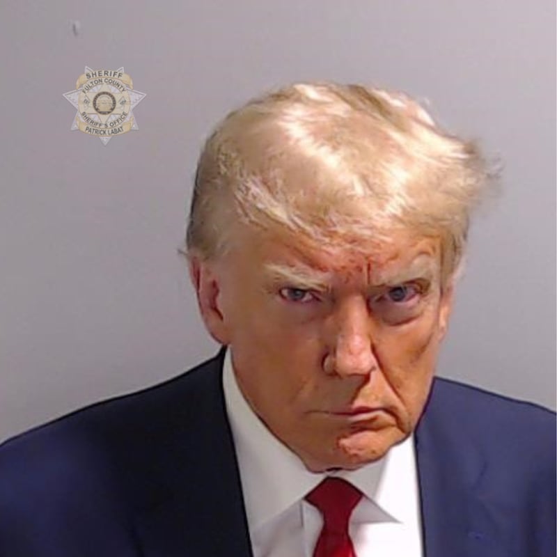 Donald Trump’s booking photo in Fulton County, Georgia. Photograph: Fulton County Sheriff's Office/PA 