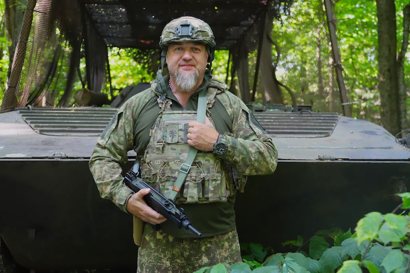 Mykola Pasalsky, a company commander with Ukraine’s 22nd separate mechanised brigade. Photograph: Oleksandr Rykhlytskyi, 22nd separate mechanised brigade