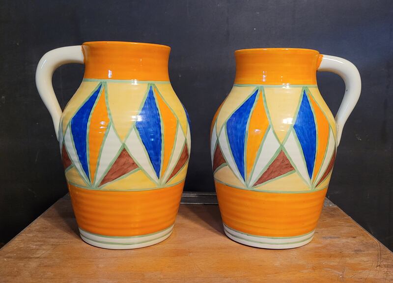 Hegartys of Bandon has a lifetime collection of European and Asian ceramics for sale including a pair of large Clarice Cliff Bizarre lotus jugs 