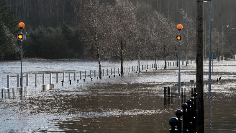 Clonmel:  water made some bridges impassable over the river Suir on Sunday. Photograph: Eric Luke