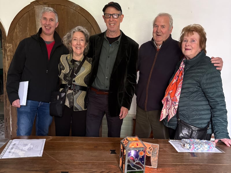 Geri Critchley (second left) and her brother Jay Critchley (third left), with members of the Kelly family