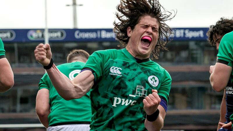 Alex Soroka in action for the Ireland Under-20s against Scotland at Cardiff Arms Park. Photograph: Laszlo Geczo/Inpho