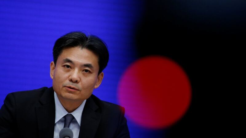 Yang Guang of the Hong Kong and Macao Affairs Office of the state council at a news conference in Beijing on Monday. Photograph: Thomas Peter/Reuters