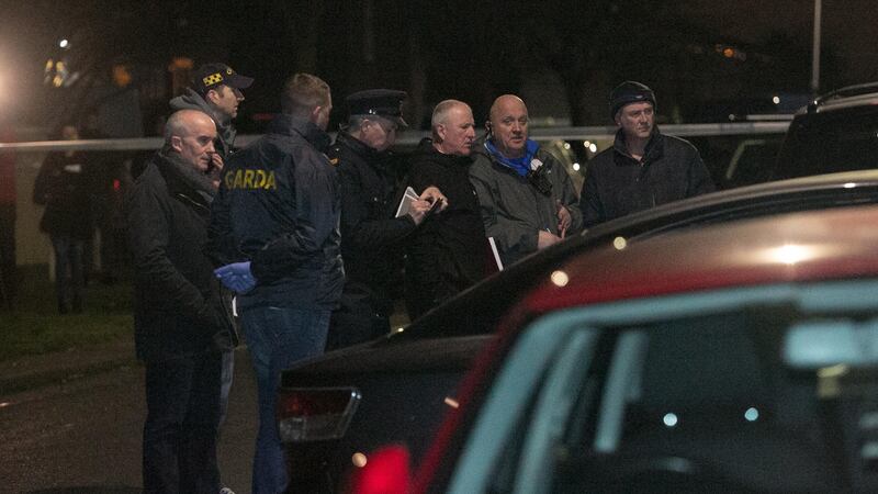 Detectives at the scene of a shooting in Coolock, in north Dublin. Photograph: Collins