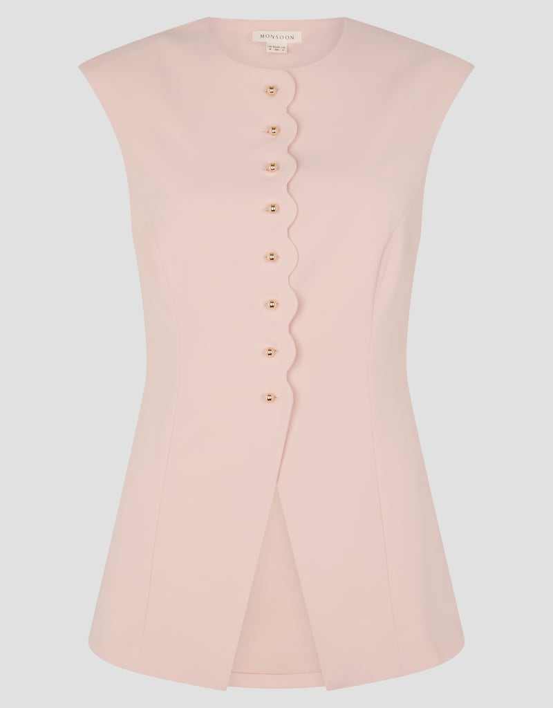 Scallop pink waistcoat, €128, Monsoon