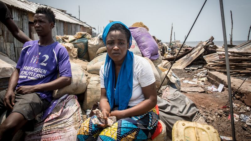 Emma Kanu is still sleeping outside, days after the devastating fire. Photograph: Sally Hayden