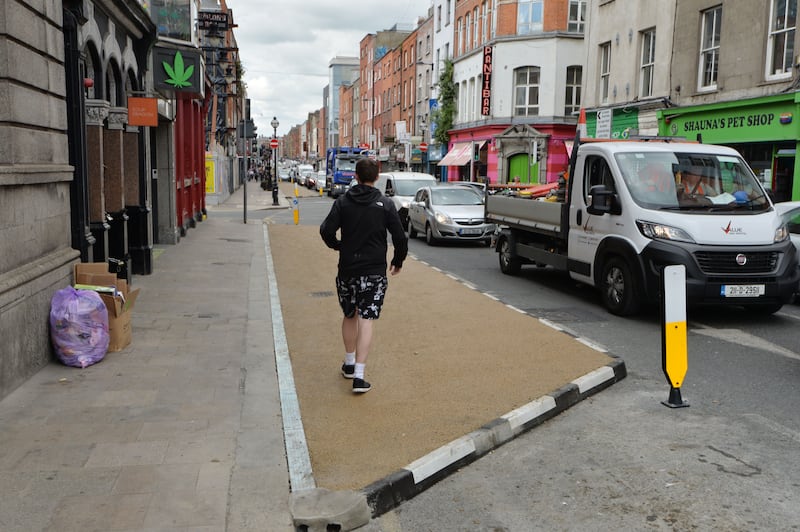 A widened footpath on Capel Street, Dublin, ahead of a pedestrianisation trial. Photograph: Alan Betson