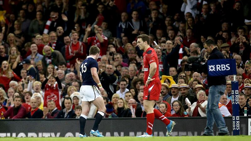 Stuart Hogg leaves the pitch after being sent off against Wales in 2014. “That was the first time I got bad press and I didn’t like it. I realised I had to grow up, and quick,” he subsequently admitted. Photograph: Ryan Byrne/Inpho