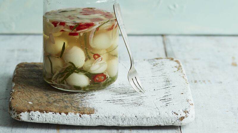 Pickled quail eggs: best served with  stir-fried cashews