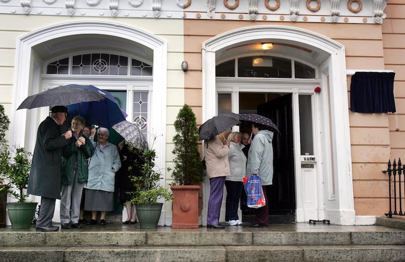 People gather for a ceremony at the unveiling of a commemorative plaque to Edel Quinn, former Legion of Mary envoy to East Africa, at Trafalgar Terrace, Seapoint, Co Dublin, in 2007, the centenary year of her birth. Photograph: Eric Luke