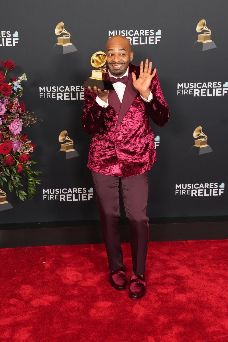 Grammy Awards: Brandon Victor on the red carpet. Photograph: Allison Dinner/EPA-EFE