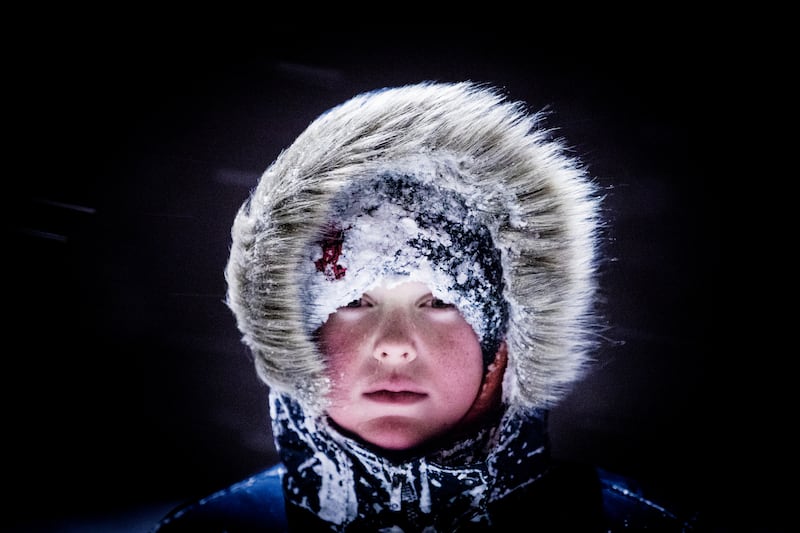 1st - PORTRAIT: Tom Honan - Young boy feels the force of the Beast of the East during the snow storm.