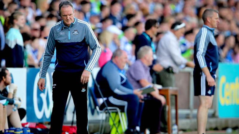 Dublin hurling manager Mattie Kenny on the sidelines during the All-Ireland SHC preliminary quarter-final against Laois at O’Moore Park. Photograph: Ryan Byrne/Inpho