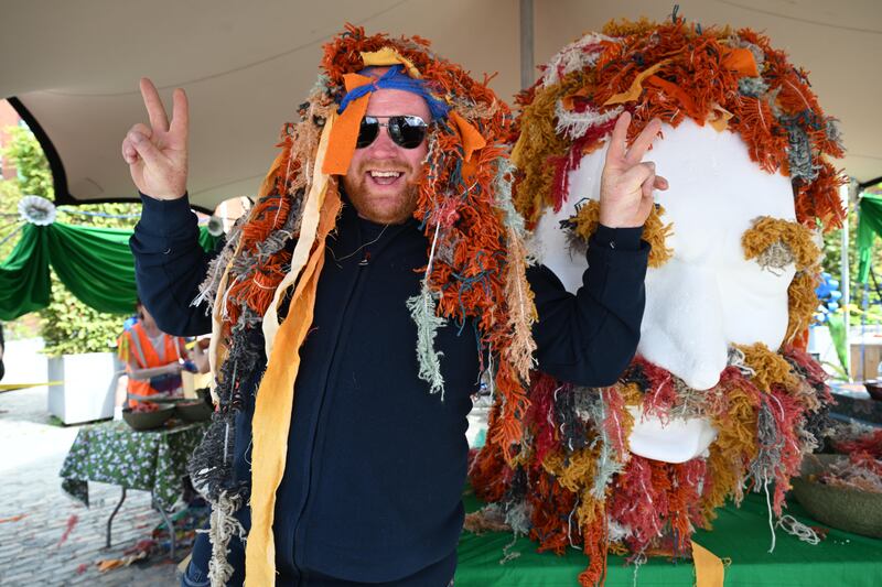 Luke Stynes from Blanchardstown wearing a Luke Kelly style wig at the Luke Kelly festival on Sunday. Photograph: Bryan Meade