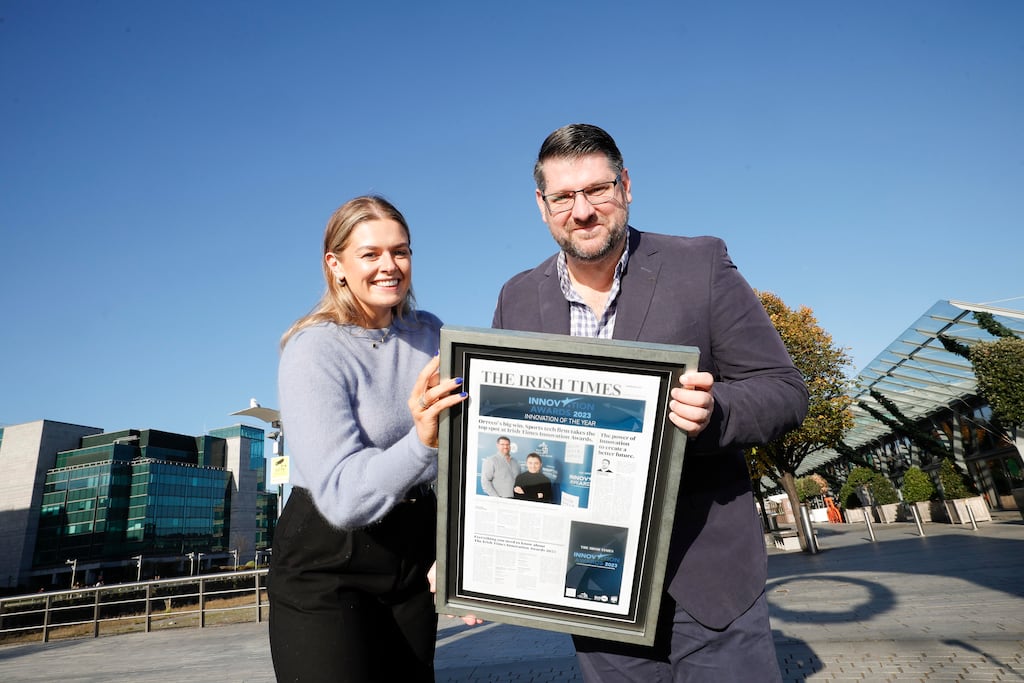 Hannah Thornton and Colin Morrissey of Orreco, winner of the overall Innovation of the year and the IT and Fintech category at The Irish Times Innovation Awards 2023. Photo: Conor McCabe