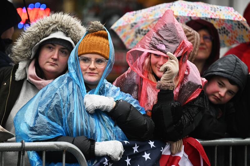 Members of the public wait for the arrival of US president Joe Biden in Dundalk.