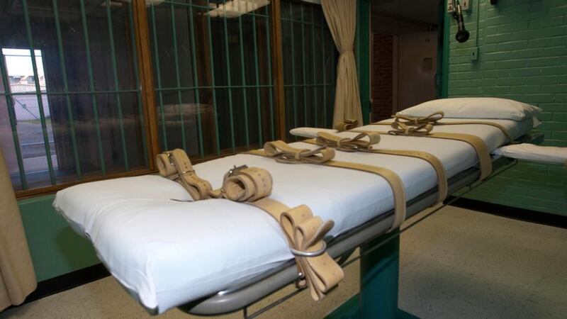 The death chamber and the viewing room in the federal penitentiary in Huntsville, Texas. Photograph: Reuters