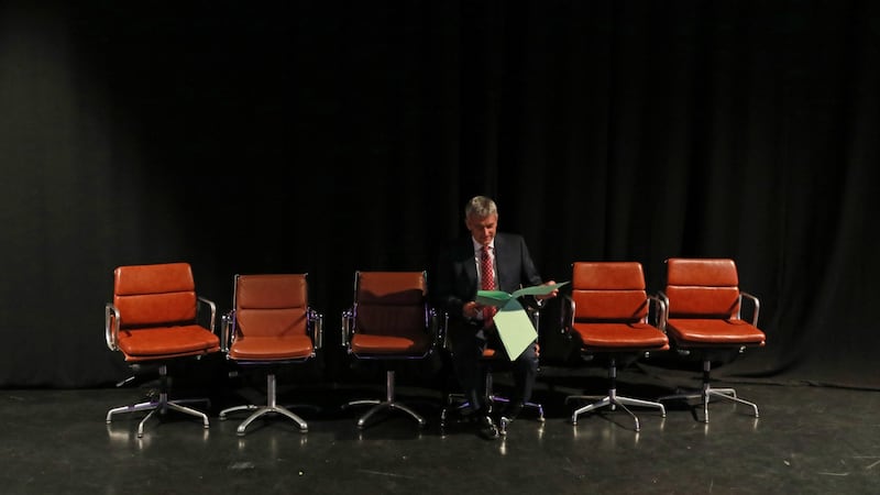 Presenter David McCullagh in the Prime Time studio. Photograph: Nick Bradshaw