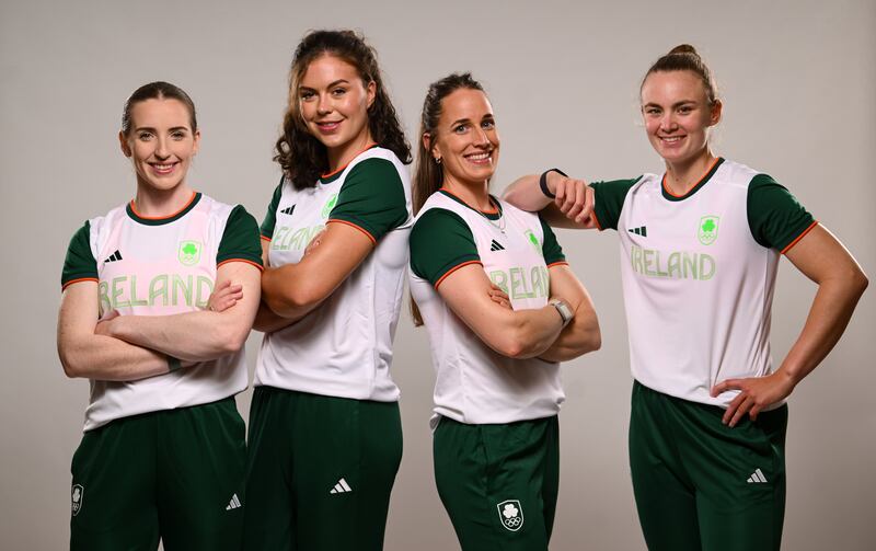 The Women's Four team, from left, Emily Hegarty, Eimear Lambe, Natalie Long and Imogen Magner. Photo: Ramsey Cardy/Sportsfile 