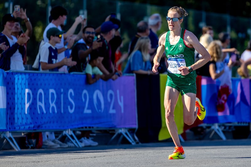 Ireland’s Fionnuala McCormack competes in the Olympic marathon in Paris. Photograph: Morgan Treacy/Inpho