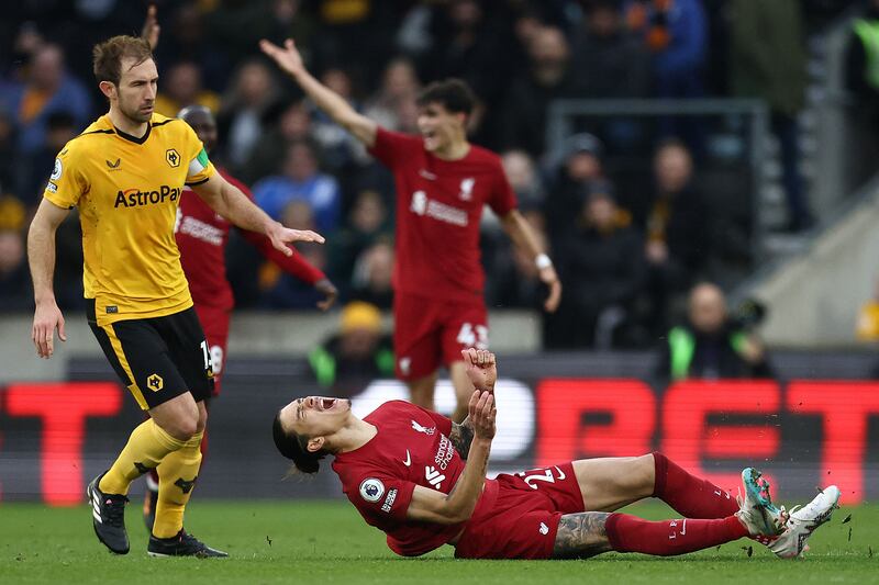 At least Darwin Nunez is trying. Photograph: Darren Staples/AFP via Getty Images)