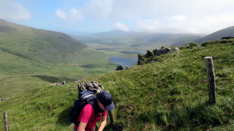 Heading down for the plod up Ballysitteragh