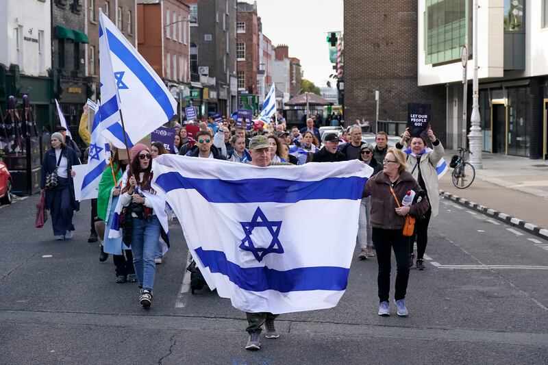 People at a rally in Dublin in support of Israel. Photograph: Niall Carson/PA