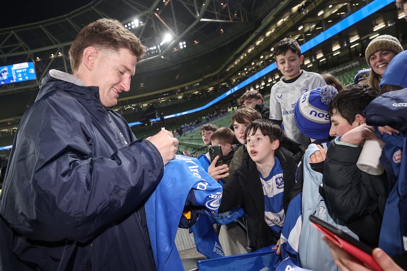 Leinster's Jordie Barrett meets fans eager to hear more about his farming days in Meath. Photograph: Ben Brady/Inpho