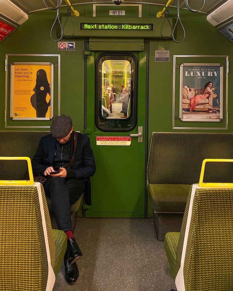 Man on the Dart in Dublin. Photograph: David Maguire