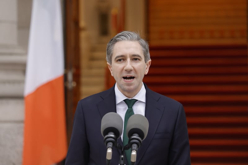 Taoiseach Simon Harris making the announcement on Friday. Photograph: Alan Betson