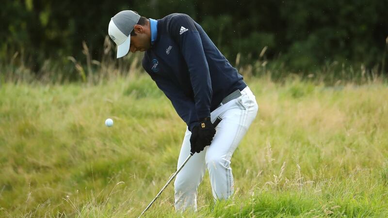 Rai’s chaces came to an end in the heavy rough to the left of the 18th green. Photo: Warren Little/Getty Images