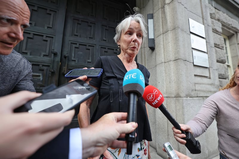 Siún Ni Raghallaigh speaks to the media outside the Department of Tourism, Culture, Arts, Gaeltacht, Sport and Media in Dublin, following her meeting with Catherine Martin last week. Photograph: PA