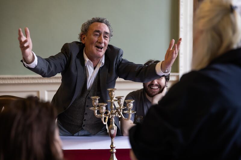 The Dead: Michael Glenn Murphy, Oliver Kampman and Marie Mullen during rehearsals. Photograph: Ste Murray