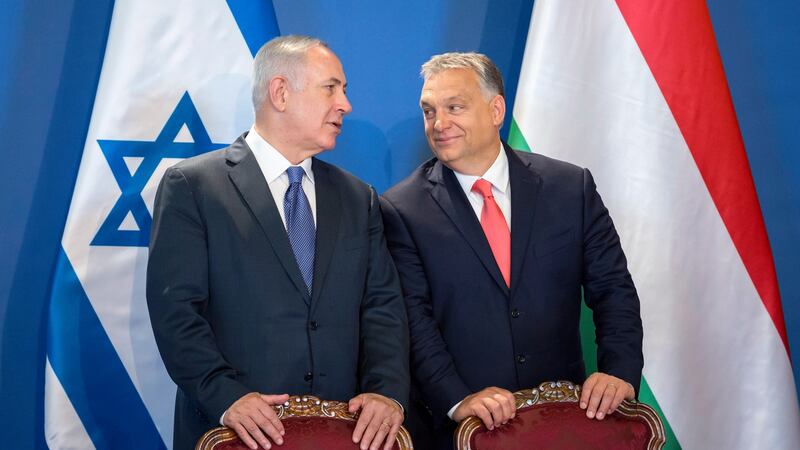 Israeli prime minister Binyamin Netanyahu (left) and his Hungarian counterpart Viktor Orban. Photograph: EPA/Balazs Mohai