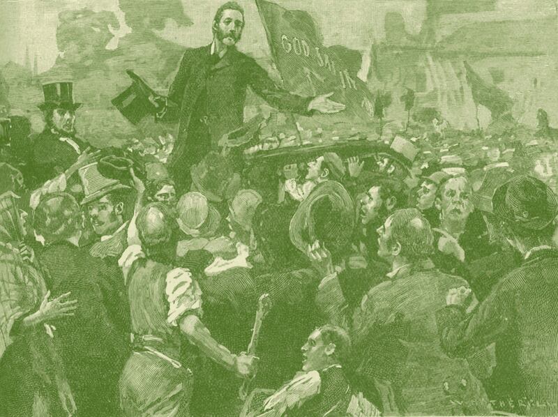 Charles Stewart Parnell addressing anti- rent meeting in Limerick, Ireland, 1879. Photograph: Culture Club/Getty Images