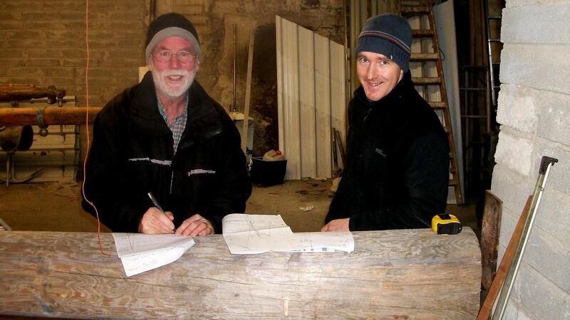 Paddy Barry and Rory McGuirk working on the Asgard’s spars. Photograph: Pat Murphy