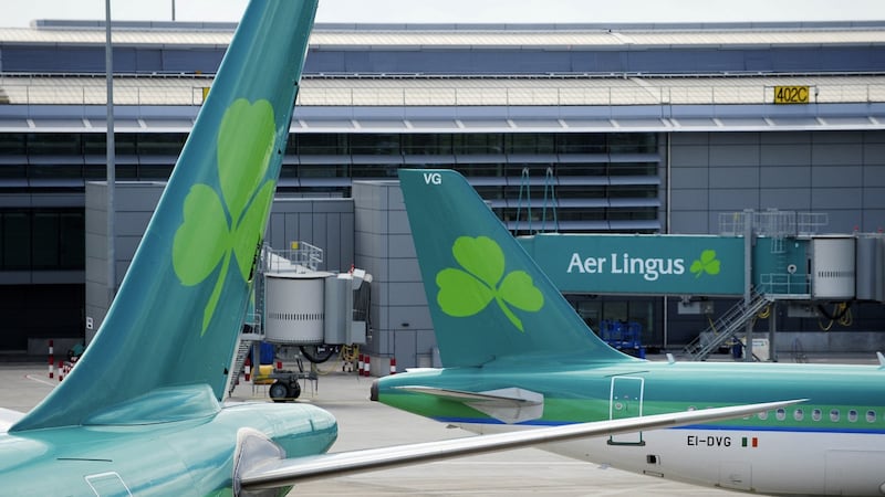 Aer Lingus had to revert to manual methods for checking people in on Saturday morning. Photograph: Aidan Crawley/Bloomberg