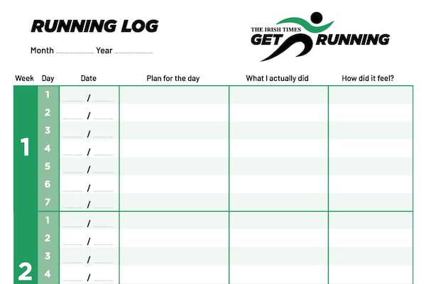 Download a copy of our Training Log and keep track of your progress